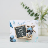 Carte Postale Blue Baby Boy Bear Faire-part de grossesse (Debout devant)