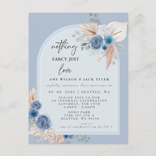 Carte Postale Blue Boho Rien De Fancy Just Love Faire-part (Devant)