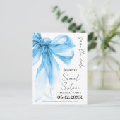 Carte Postale Blue Bow Coquette Sweet 16 Save the Date  (Debout devant)