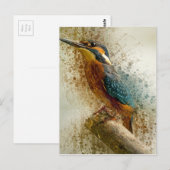 Carte Postale Blue Brown Kingfisher Abstrait (Devant / Derrière)