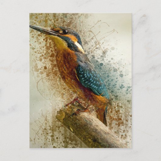 Carte Postale Blue Brown Kingfisher Abstrait (Devant)