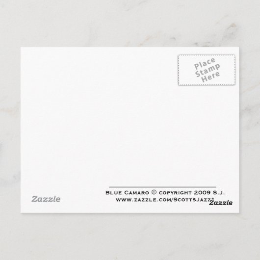 Carte Postale "Blue Camaro" © 2009 S.J. (Dos)