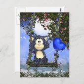 Carte postale Blue Cat, carte postale mignonne (Devant / Derrière)