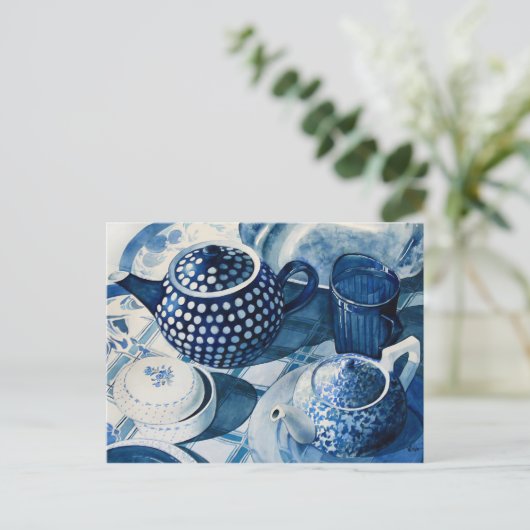 Carte postale Blue China Plats (Debout devant)