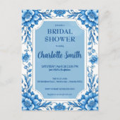 Carte Postale Blue Chinoiserie Fleurs chinoises shower de mariag (Devant)