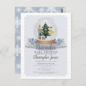 Carte Postale Blue Christmas Nutcracker garçon baby shower invit (Devant / Derrière)