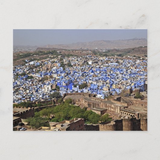 Carte Postale Blue City vue depuis le fort Mehrangarh / Jodhpur. (Devant)