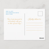 Carte Postale Blue clair Blonde cheveux Princesse Anniversaire (Dos)