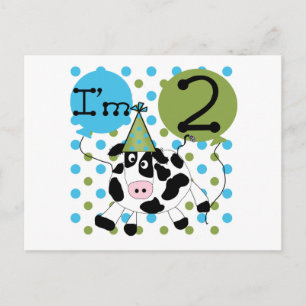 Carte Postale Blue Cow 2nd Birthday Tshirts et cadeaux