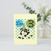 Carte Postale Blue Cow 3e Anniversaire Tshirts et cadeaux (Debout devant)