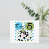 Carte Postale Blue Cow 5th Birthday Tshirts et cadeaux (Debout devant)