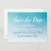 Carte Postale Blue Crackle Personnalisé Enregistrer la date Cart (Devant / Derrière)