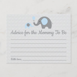 Carte Postale Blue Elephant Baby shower Conseils pour maman Cart