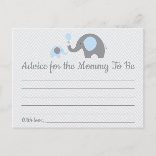Carte Postale Blue Elephant Baby shower Conseils pour maman Cart (Devant)
