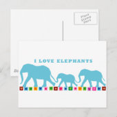 Carte Postale Blue Elephants Walking (Devant / Derrière)