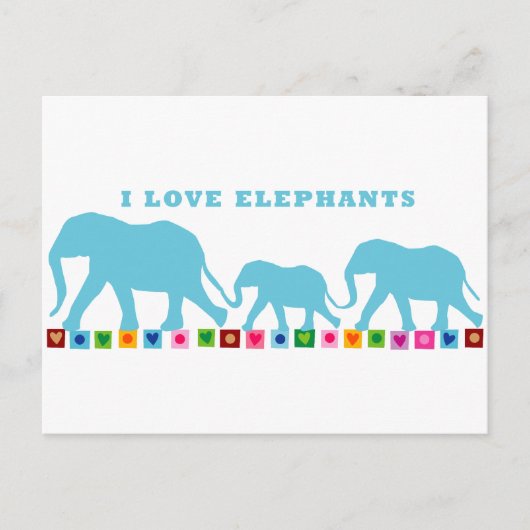 Carte Postale Blue Elephants Walking (Devant)