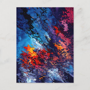 Carte Postale Blue Ember Blue Rouge Art Abstrait contemporain