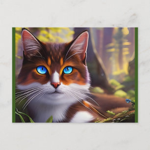 Carte Postale Blue Eyed Cat dans le puzzle de bois