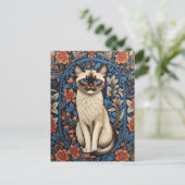 Carte Postale Blue Eyed Siamese Chat William Morris Inspiré (Debout devant)