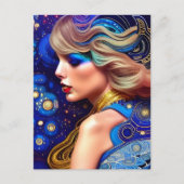 Carte Postale Blue Eyes Blond Abstrait dans la Galaxie (Devant)