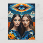 Carte Postale Blue Eyes Surreal Twins (Devant)