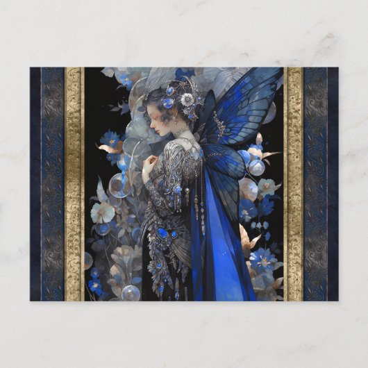 Carte Postale Blue Fairy Femme Imaginaire Art (Devant)