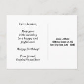 Carte Postale Blue, Faux Gold 25e anniversaire + Nom personnalis (Dos)