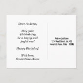 Carte Postale Blue, Faux Gold 4e anniversaire + Nom personnalisé (Dos)