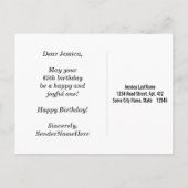 Carte Postale Blue, Faux Gold 65e anniversaire + Nom personnalis (Dos)