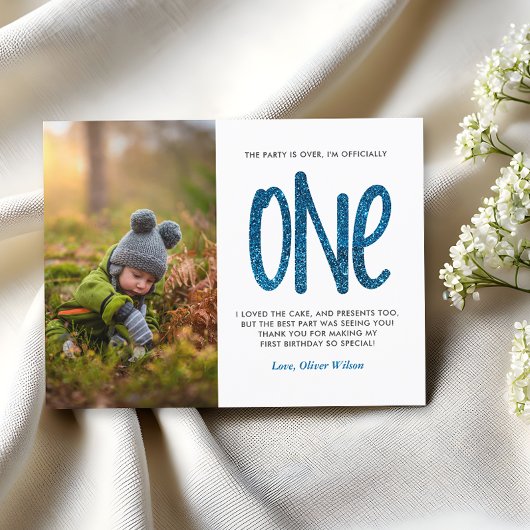 Carte Postale Blue Faux Parties scintillant 1er anniversaire Mer