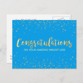 Carte Postale Blue Félicitations Perte de poids Réalisation (Devant / Derrière)
