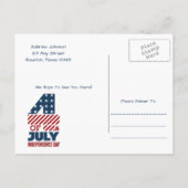 Carte Postale Blue Fireworks 4 juillet Fête Invitation (Dos)