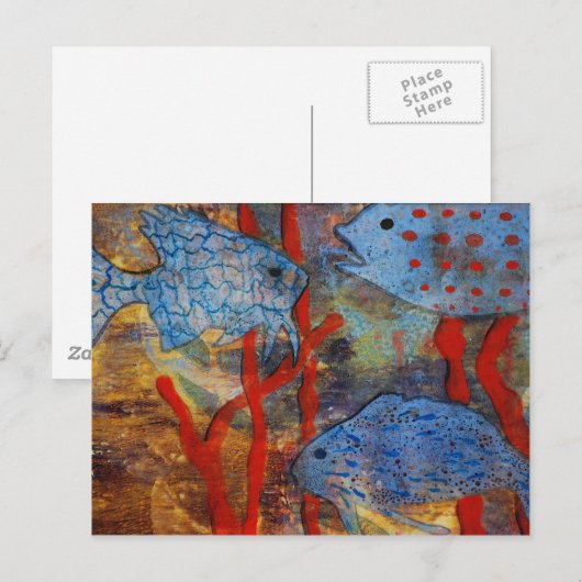 Carte Postale Blue Fish School (Devant / Derrière)