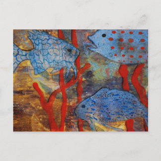 Carte Postale Blue Fish School