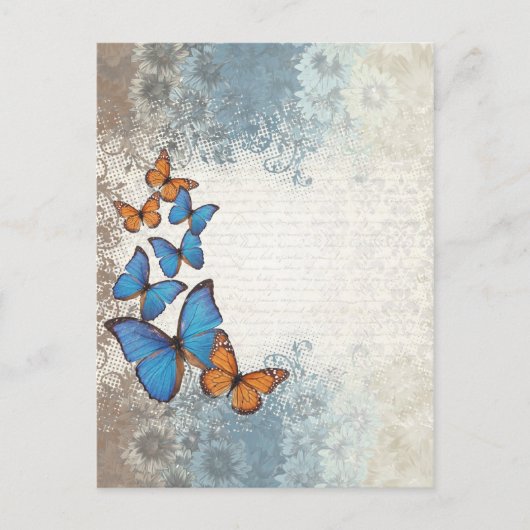 Carte Postale Blue floral (Devant)