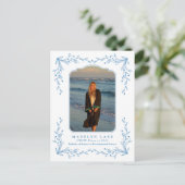 Carte Postale Blue Floral Frame Coastal Graduation Postcard (Debout devant)