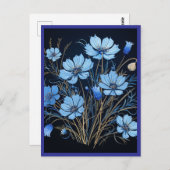 CARTE POSTALE BLUE FLOWERS #1 (Devant / Derrière)