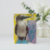 Carte Postale Blue Footed Bird mixed media collage (Debout devant)