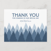 Carte Postale Blue Forest Range Bois Mariage Merci (Devant)