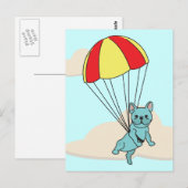Carte postale Blue French Buldog Umbrella Fun (Devant / Derrière)