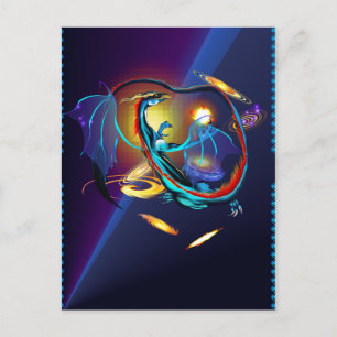 Carte postale Blue Galaxy Dragon