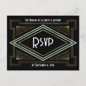 Carte Postale Blue & Gold Art Deco Gatsby-Inspired Wedding (Devant)