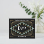 Carte Postale Blue & Gold Art Deco Gatsby-Inspired Wedding (Debout devant)