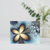 Carte Postale Blue Gold Cute Abstrait Floral (Debout devant)