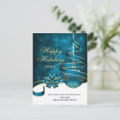 Carte Postale Blue Gold Sparkle Noël Accueil d'entreprise (Debout devant)