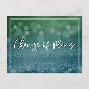Carte Postale Blue Green Bokeh Changement de plan reporté Mariag