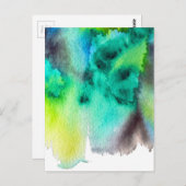 Carte Postale Blue Green watercolor marble abstract tie dye (Devant / Derrière)