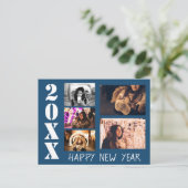 Carte Postale Blue Happy New Year 2026 5 Photo Collage (Debout devant)