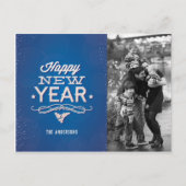 Carte Postale Blue Happy New Year Typographie | Photo (Devant)
