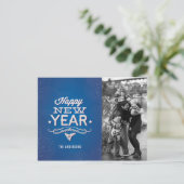 Carte Postale Blue Happy New Year Typographie | Photo (Debout devant)